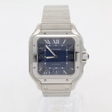 2025 Cartier Santos Large Size Blue Dial Stainless Steel Bracelet REF: WSSA0071