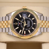 2022 Rolex Sky-Dweller Black Dial, Two Tone Yellow Gold Jubilee 326933