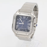 2025 Cartier Santos Large Size Blue Dial Stainless Steel Bracelet REF: WSSA0071