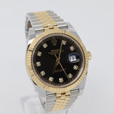 2024 Rolex DateJust 41 Black Dial Diamond Index, Two Tone Yellow Gold REF: 126333.