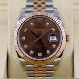 2026 Rolex Datejust 41mm Chocolate Diamond Index, Everose Jubilee 126331
