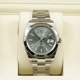2025 Rolex Date Just 41 Mint Green Dial Smooth Bezel, Oyster Band 126300