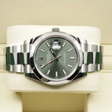 2025 Rolex Date Just 41 Mint Green Dial Smooth Bezel, Oyster Band 126300