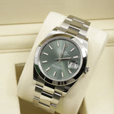 2025 Rolex Date Just 41 Mint Green Dial Smooth Bezel, Oyster Band 126300